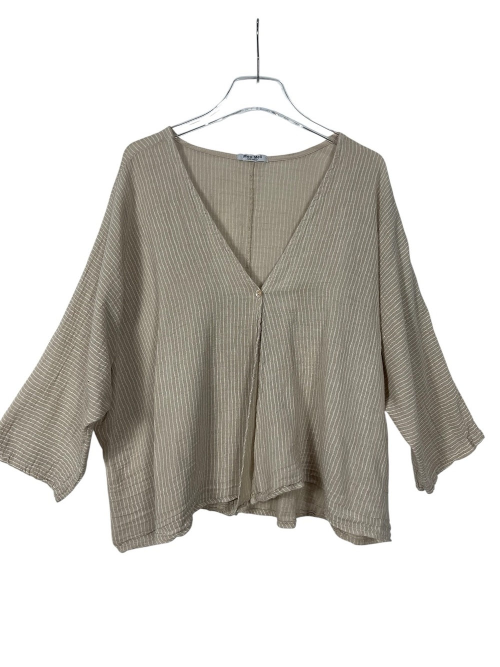 Meo Meli Top Blouse Linen Cotton Striped Made in Italy One Size